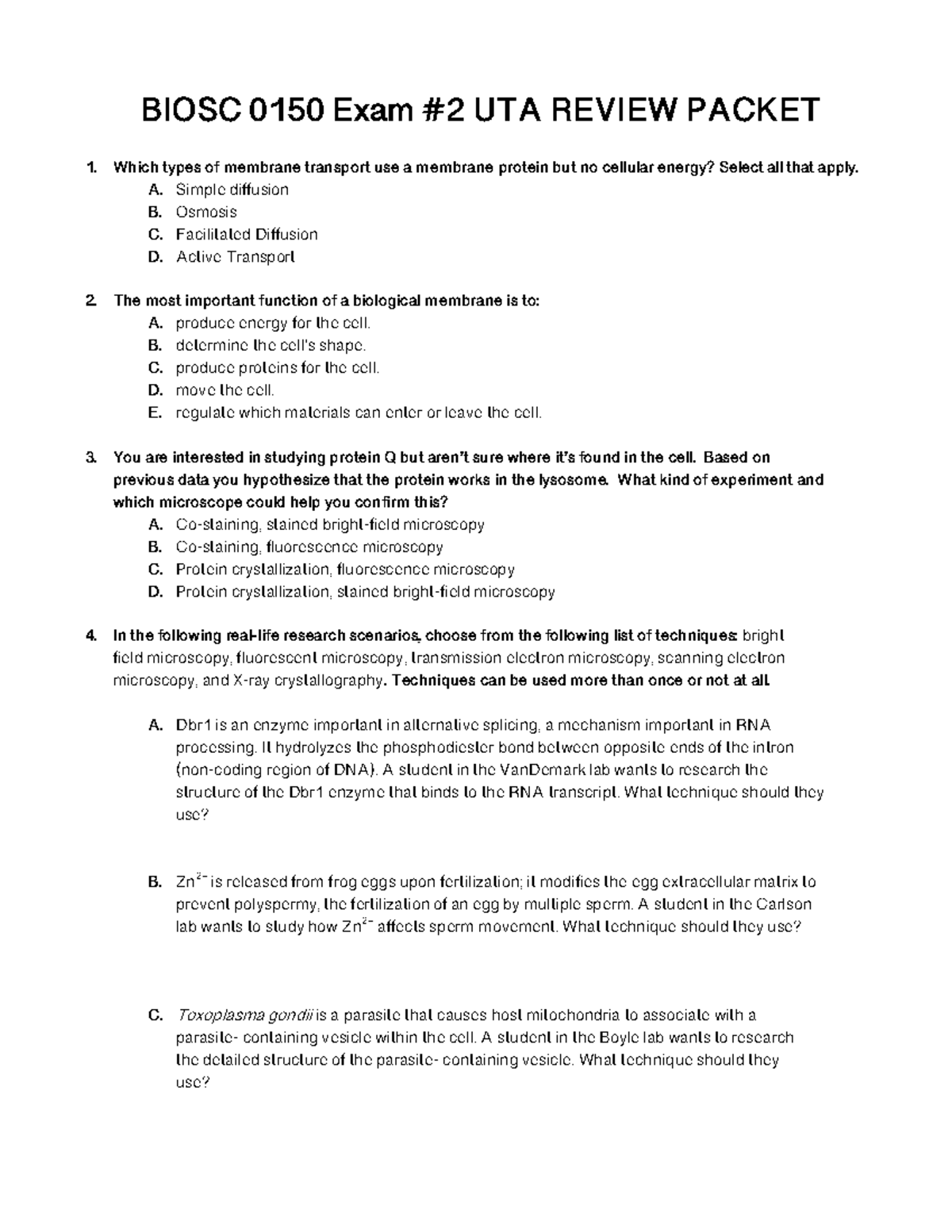 Exam+2+UTA+Review+Packet - BIOSC 0150 Exam #2 UTA REVIEW PACKET Which ...