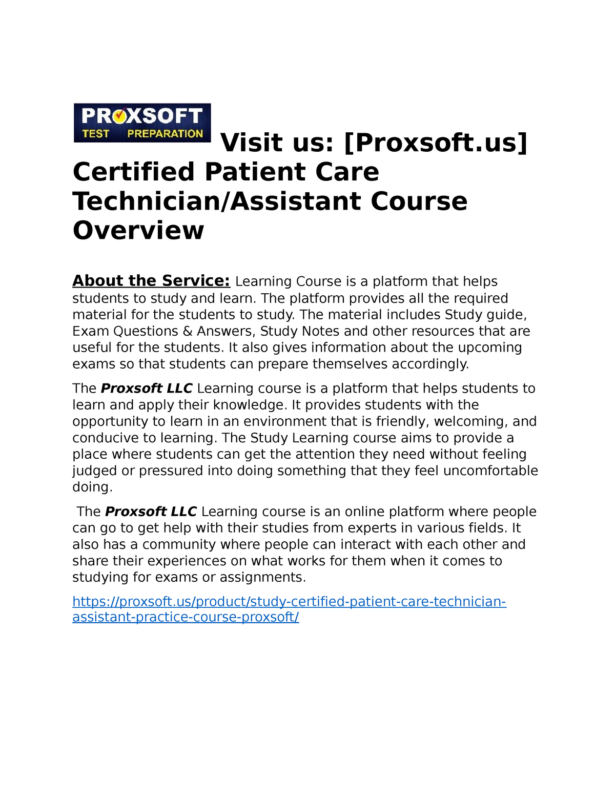 Certified Patient Care Technician/Assistant Practice Course - Visit Us ...