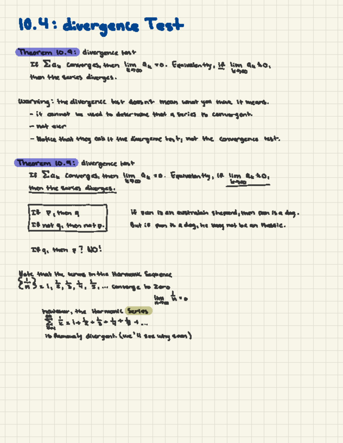 10. 4 divergence Test 10. 4 divergence Test Theorem 10. 9