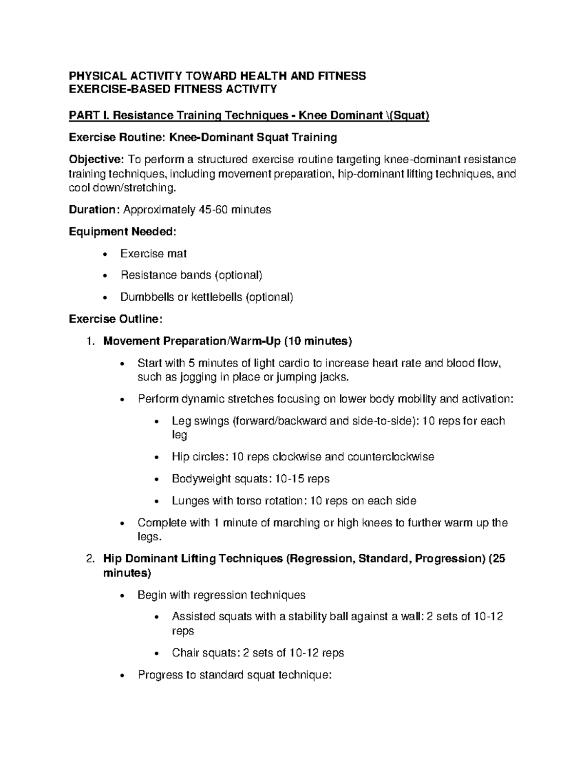 ResistanceTrainingActivity pathfit2 PHYSICAL ACTIVITY TOWARD