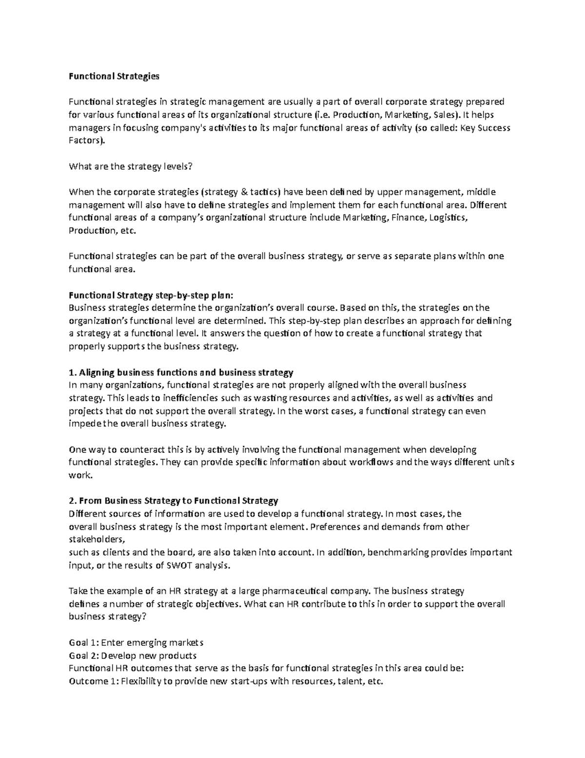 Formulating Alternative Strategies using TOWS - Functional Strategies ...