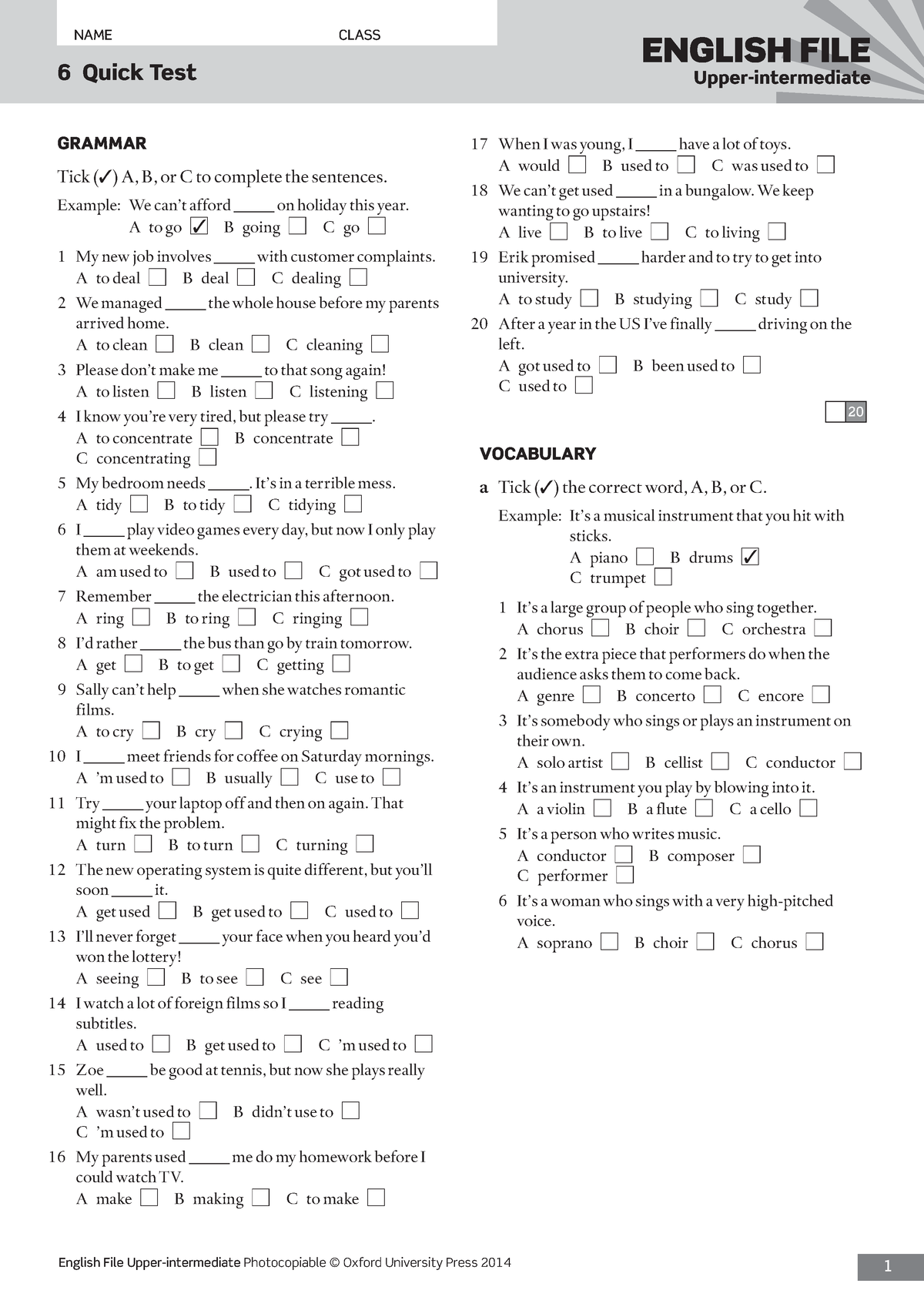 Ef3e Uppint Quicktest 06 - English File Upper-intermediate 