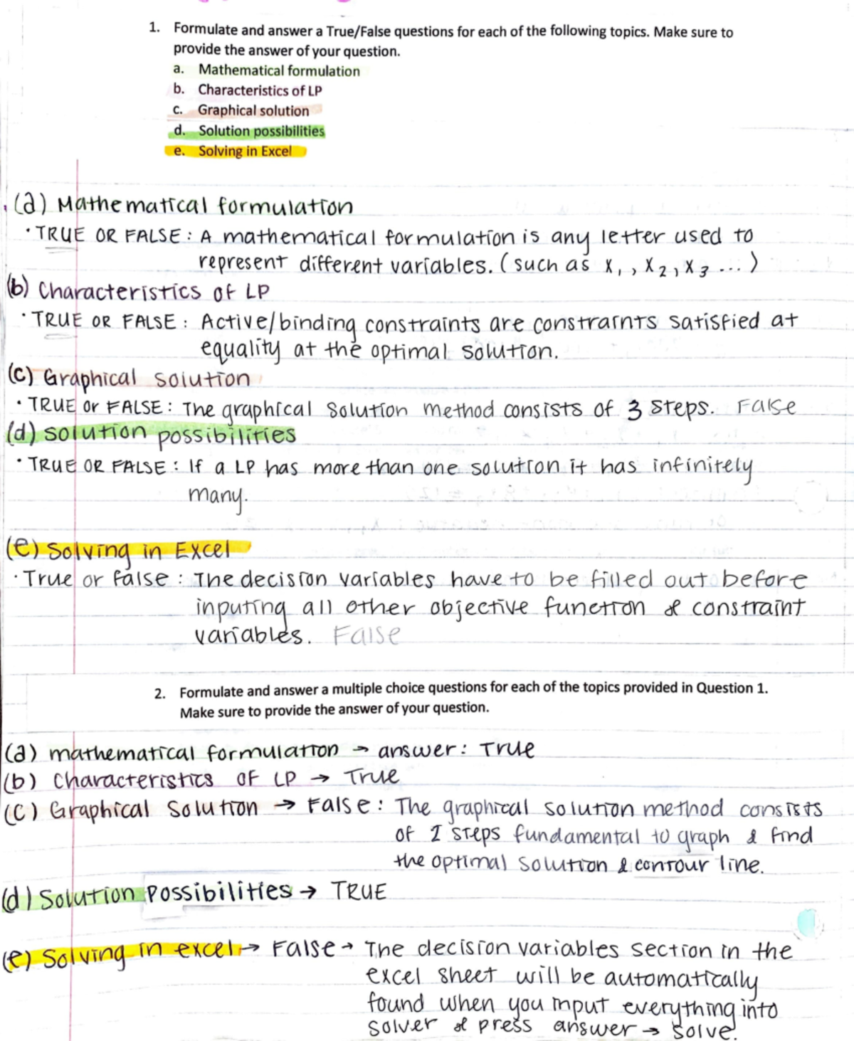 Lecture notes - Definitions, example problems - Formulate and answer a ...