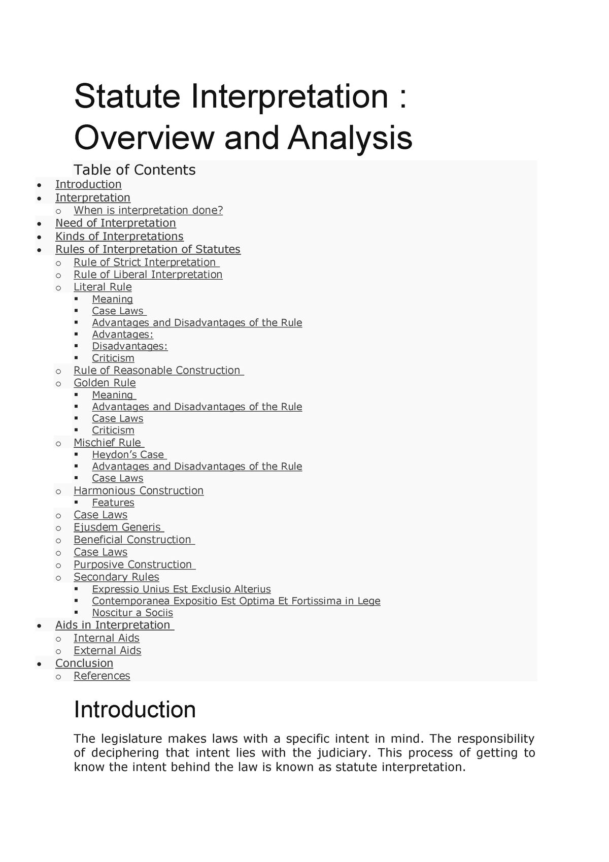 Interpreation Of Statutes Ipleaders Notes - Statute Interpretation ...