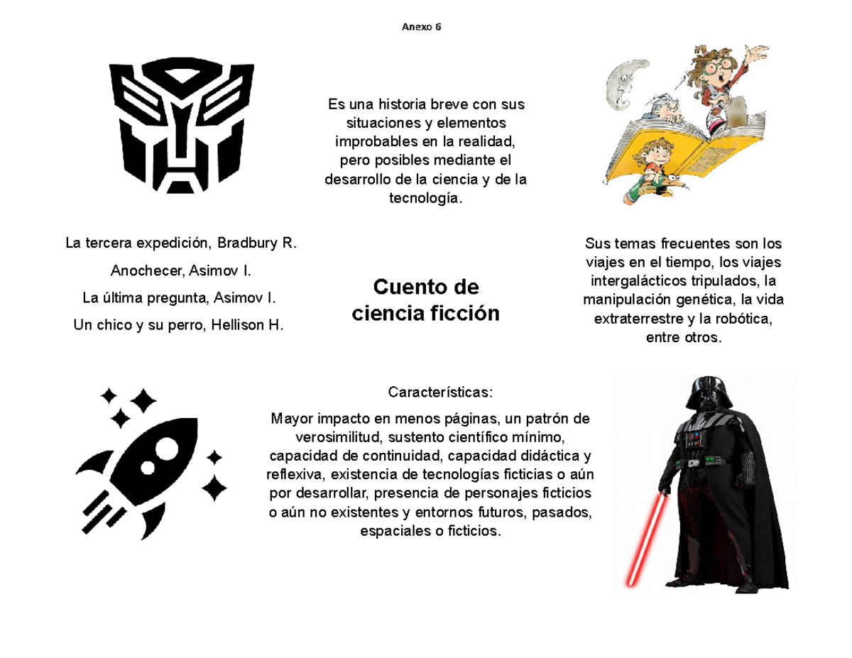 Anexo-6 -. - Cuento de ciencia ficción Es una historia breve con