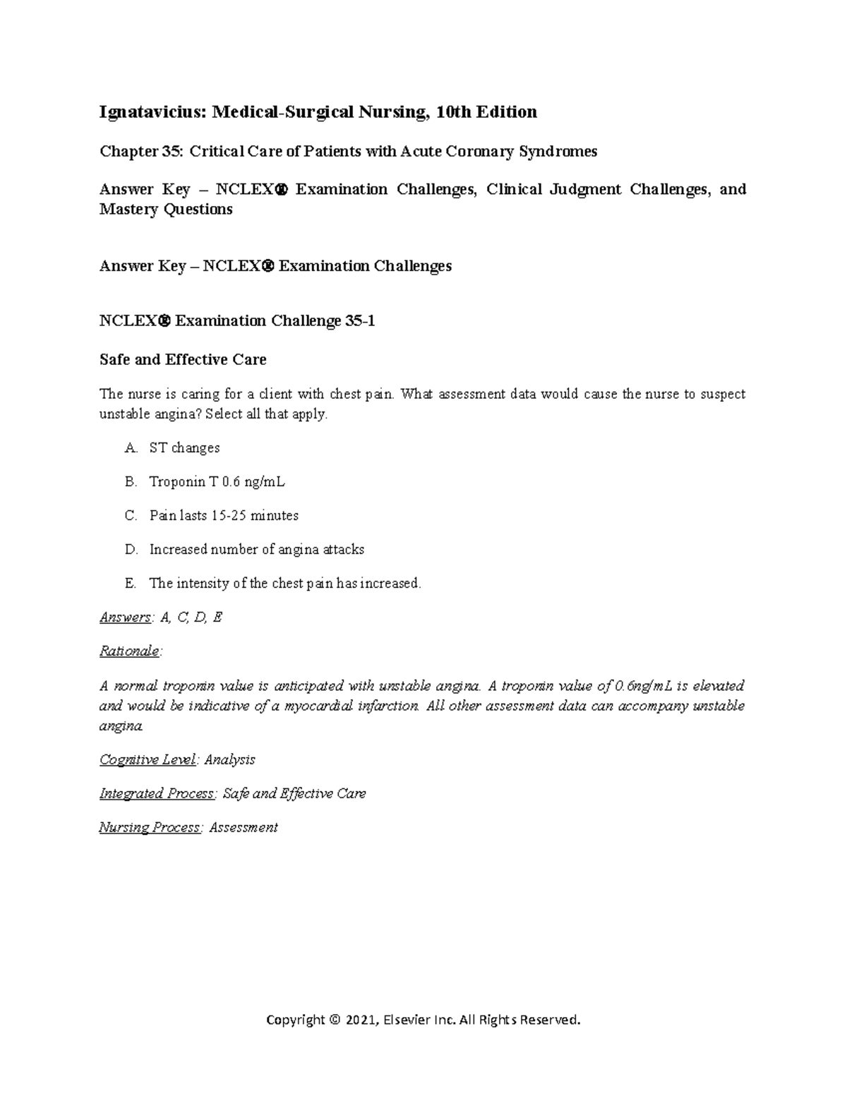 Chapter 35 Critical Care of Patients with Acute Coronary Syndromes ...