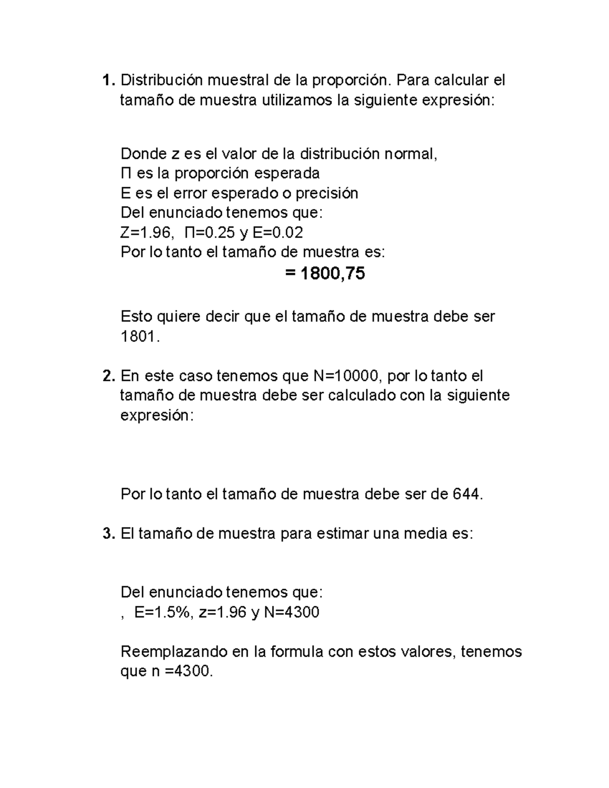 Trabajo Distribuci N Muestral De La Proporci N Para Calcular El Tama O De Muestra Utilizamos