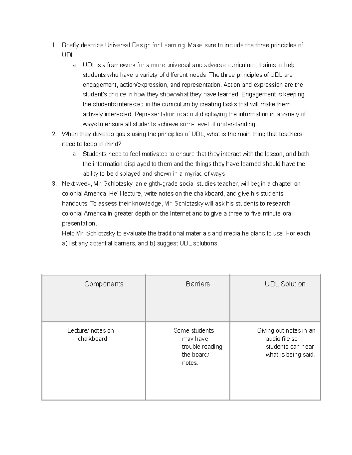 IRIS Module Teri -2 - Briefly Describe Universal Design For Learning ...