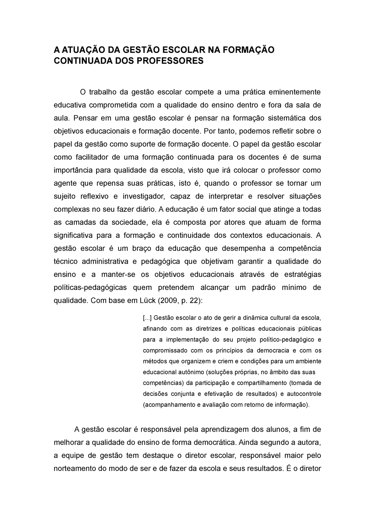 A Atuação Da Gestão Escolar Na Formação Continuada Dos Professores A AtuaÇÃo Da GestÃo Escolar 3728