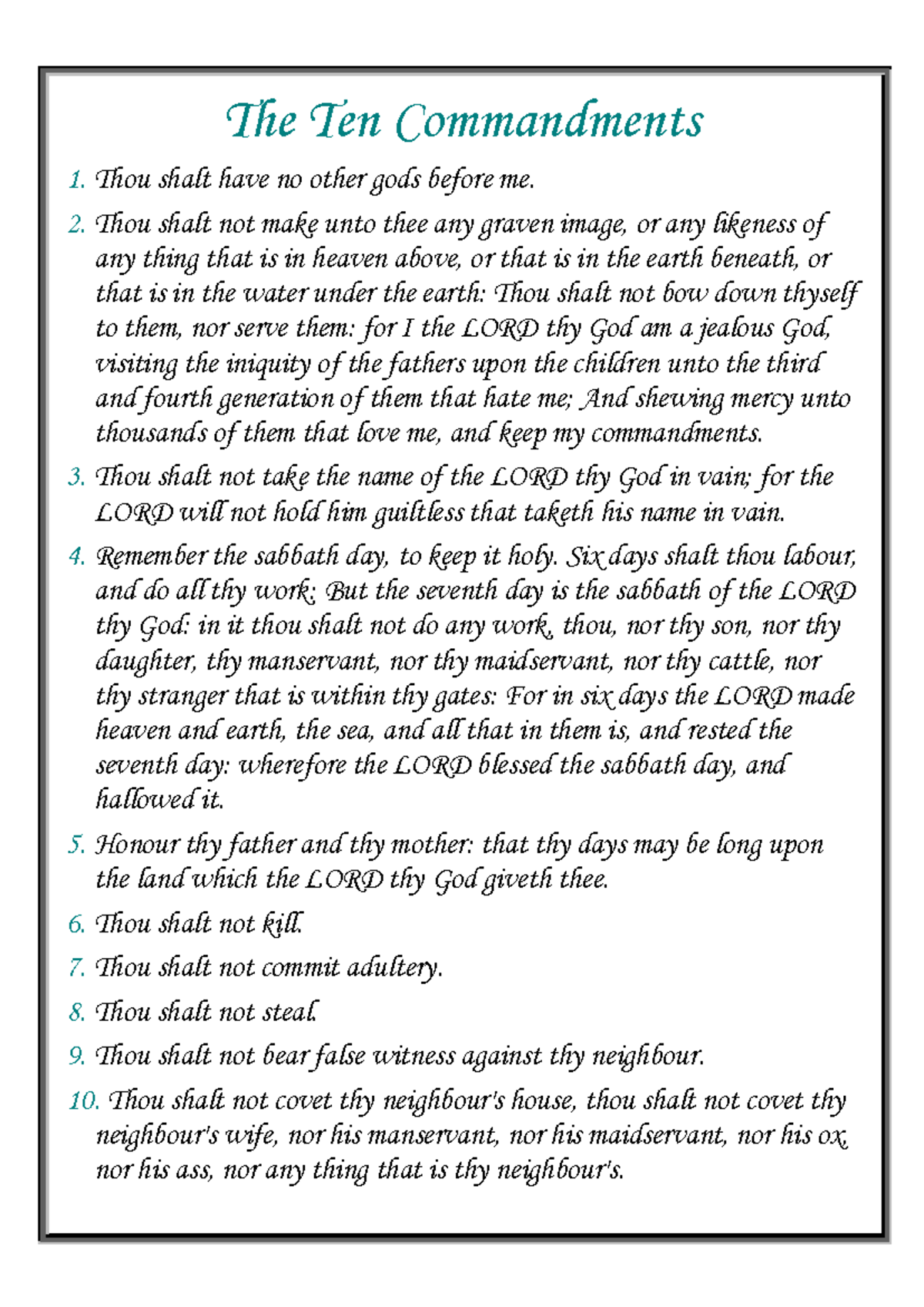The Ten Commandments Plain - The Ten Commandments 1. Thou shalt have no ...