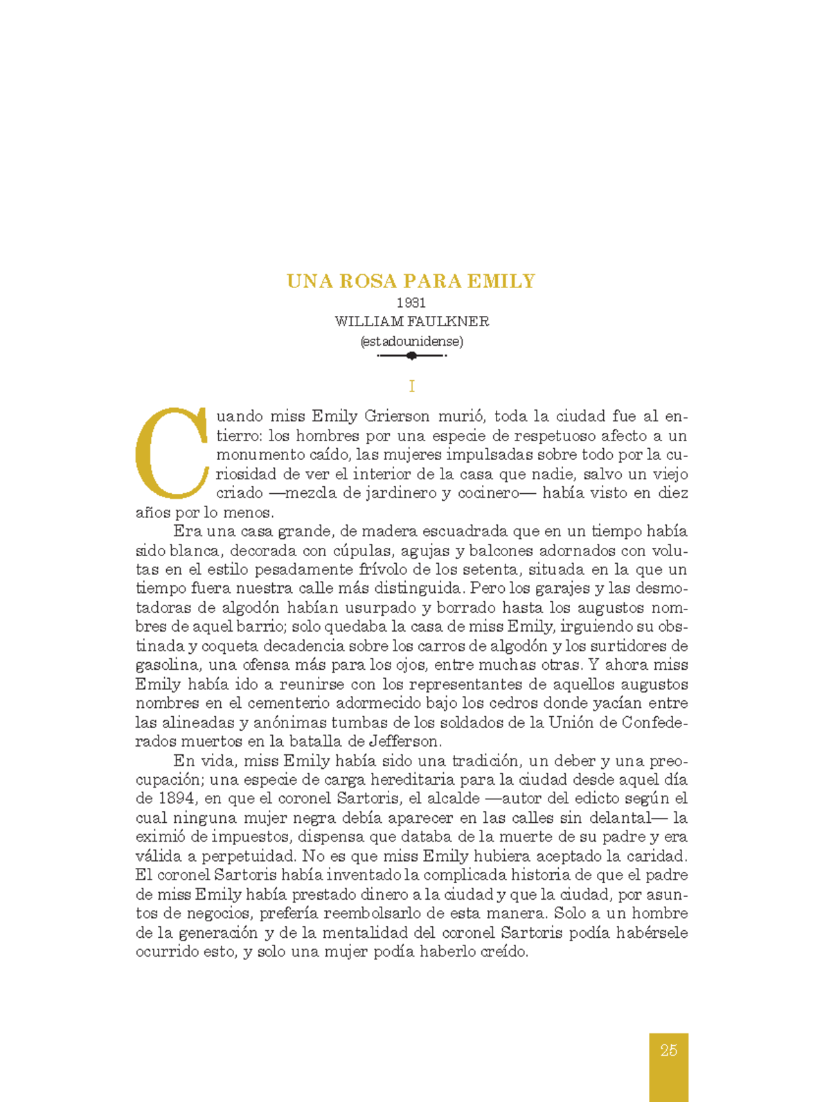 Una rosa para Emily - UNA ROSA PARA EMILY 1931 WILLIAM FAULKNER ...