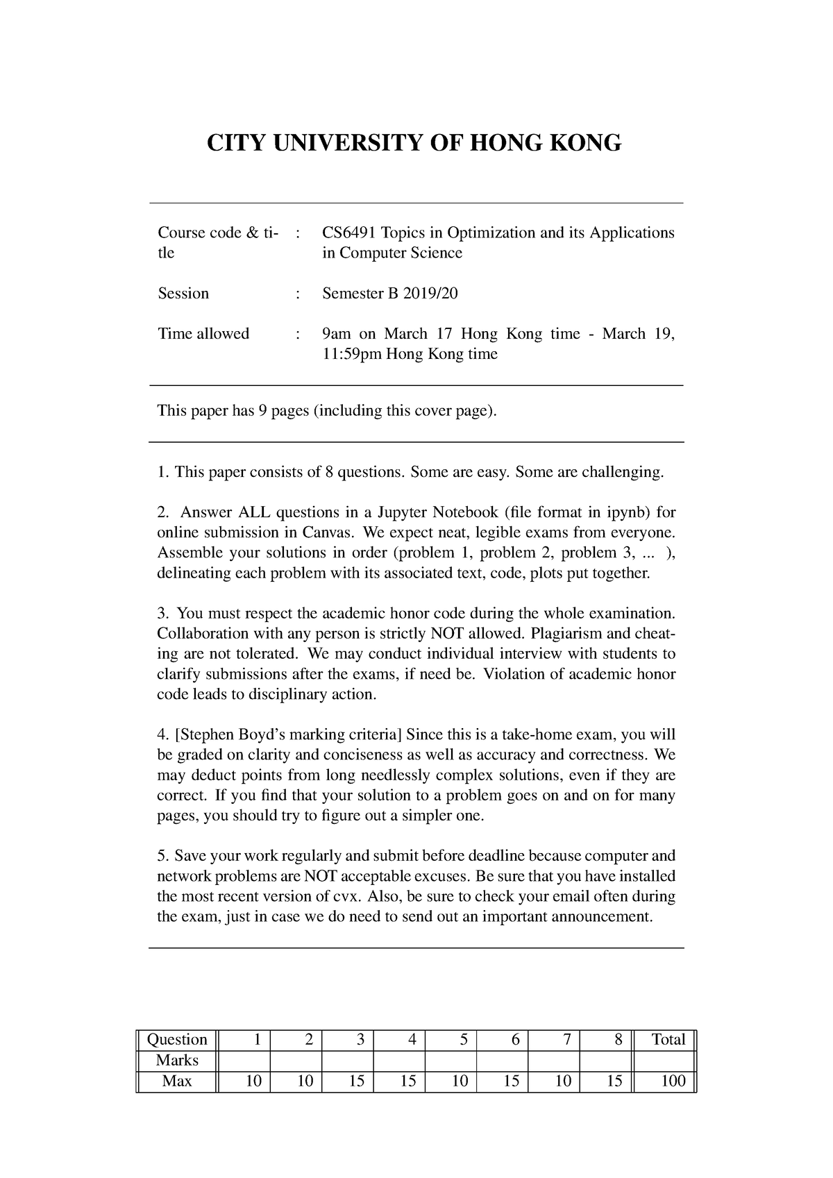 2020midterm - Answer - CITY UNIVERSITY OF HONG KONG Course Code & Ti ...