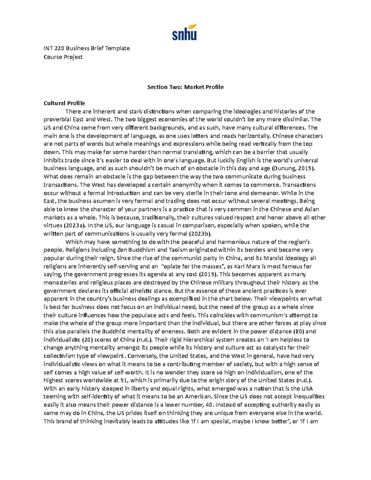 Milestone 2 - Assignment - INT 220 Business Brief Template Course ...