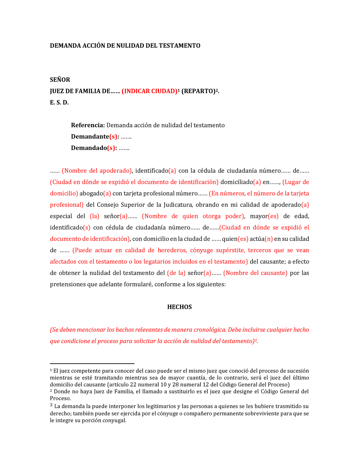 Accion De Nulidad Del Testamento - DEMANDA ACCIÓN DE NULIDAD DEL ...