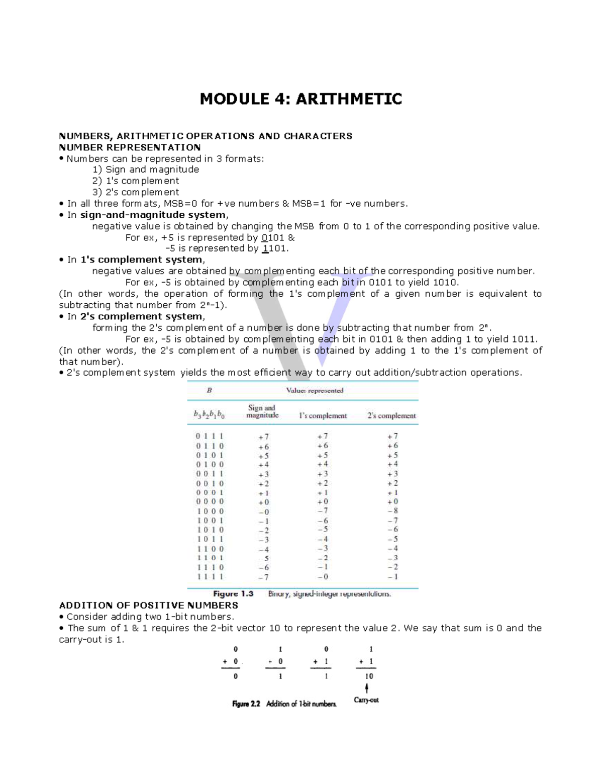 VTUUpdates COA M4 - Vtu - MODULE 4: ARITHMETIC NUMBERS, ARITHMETIC ...