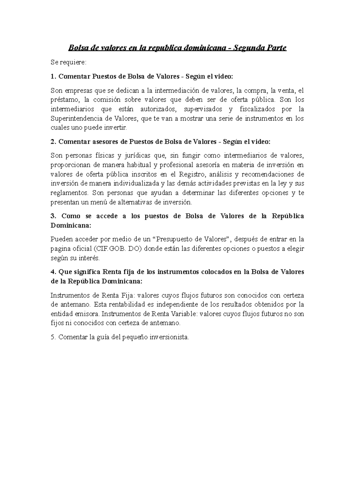 Bolsa De Valores En La Republica Dominicana En La Actualidad - Bolsa De ...