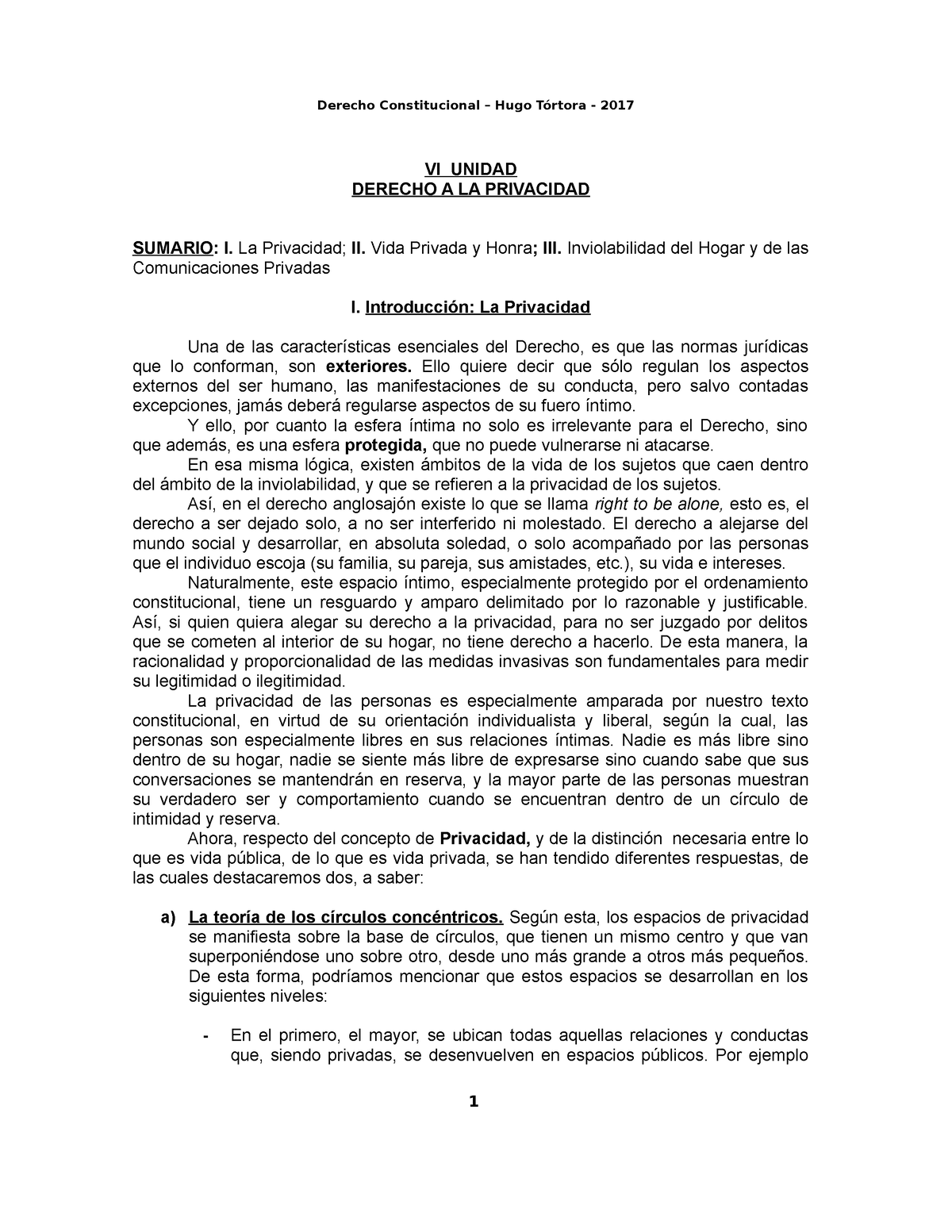 06 - Derecho A LA Privacidad - VI UNIDAD DERECHO A LA PRIVACIDAD ...