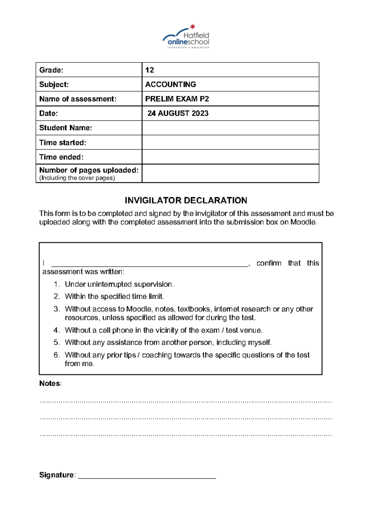Grade 12 Prelim Exam Accounting P2 Information.pdf 24 Aug '23 - Grade ...