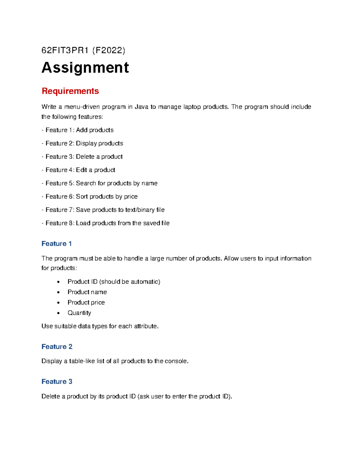 Assignment - học - 62FIT3PR1 (F2022) Assignment Requirements Write a ...