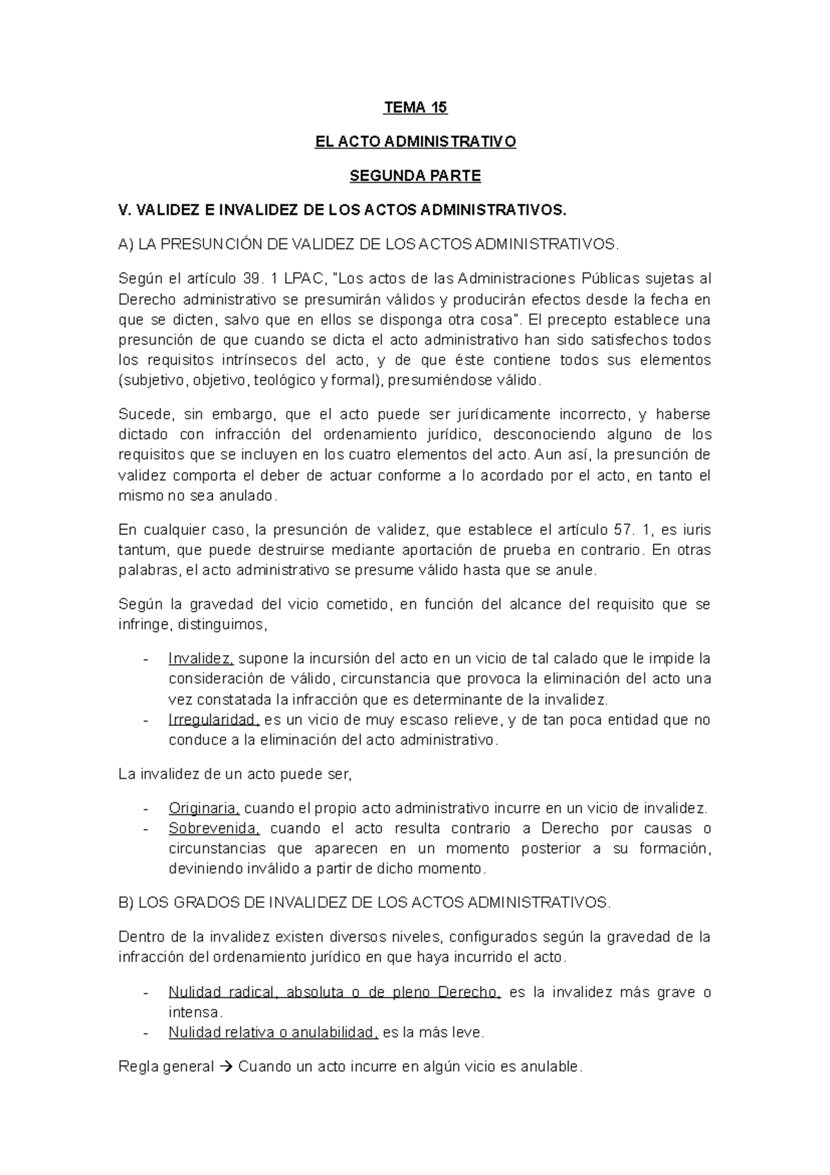 TEMA 6 ( Parte B) - Apuntes 6 - TEMA 15 EL ACTO ADMINISTRATIVO SEGUNDA ...