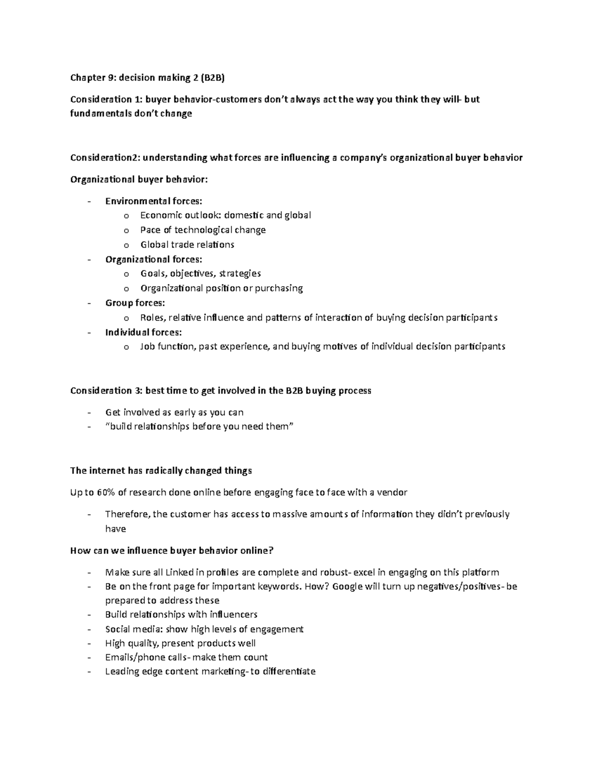 Chapter 9 part 2 Decision making - MKTG 425 - Studocu
