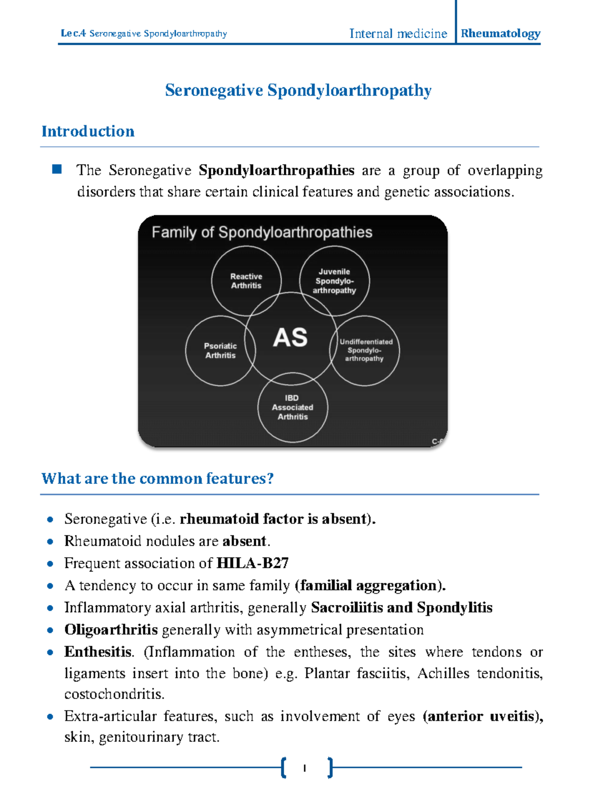 Seronegative disease - Seronegative Spondyloarthropathy Introduction ...