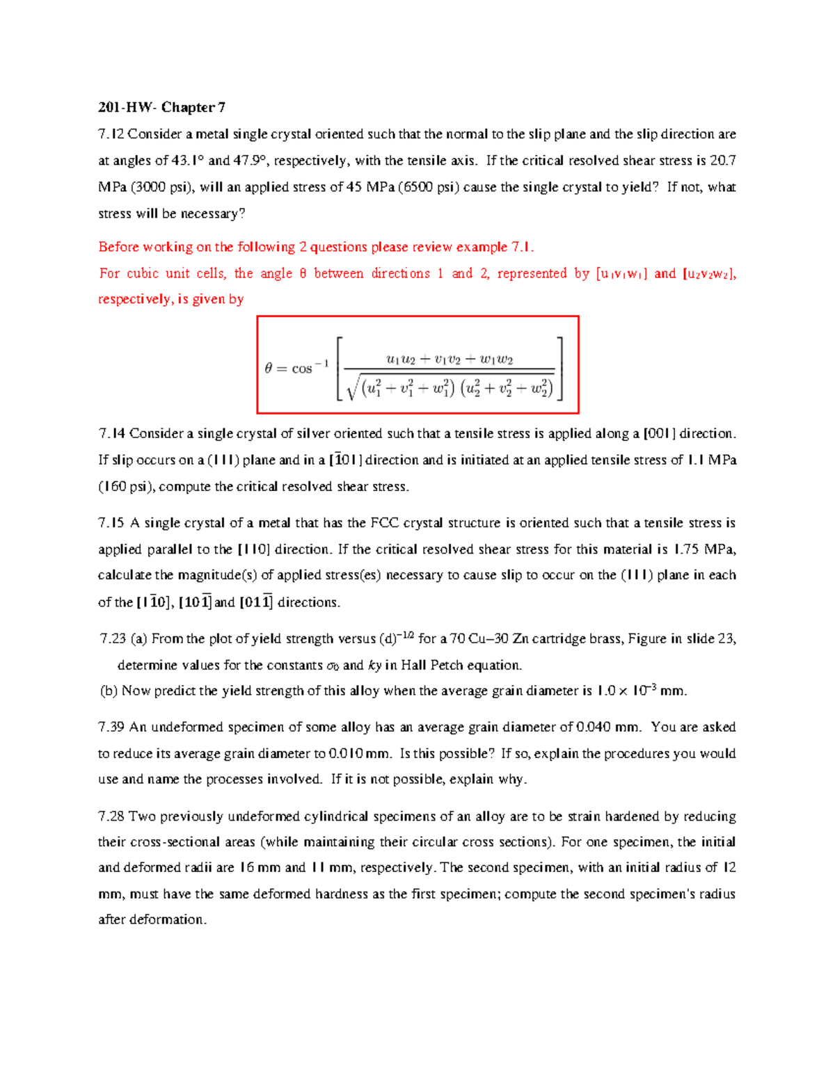 HWChapter 7 HW 7 201HW Chapter 7 7 Consider a metal single