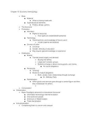 Anthropology- Chapter 1 Reading Notes - ANTH 101 - SCAD - Studocu