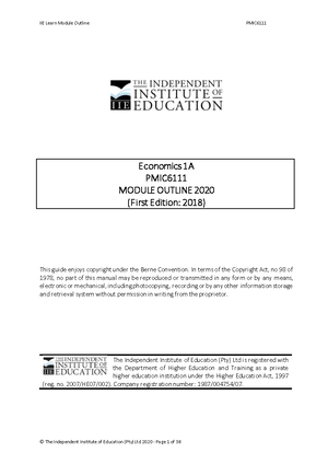 PMIC5111 Module Outline. 2022. Economics - Economics 1A PMIC 5111 ...