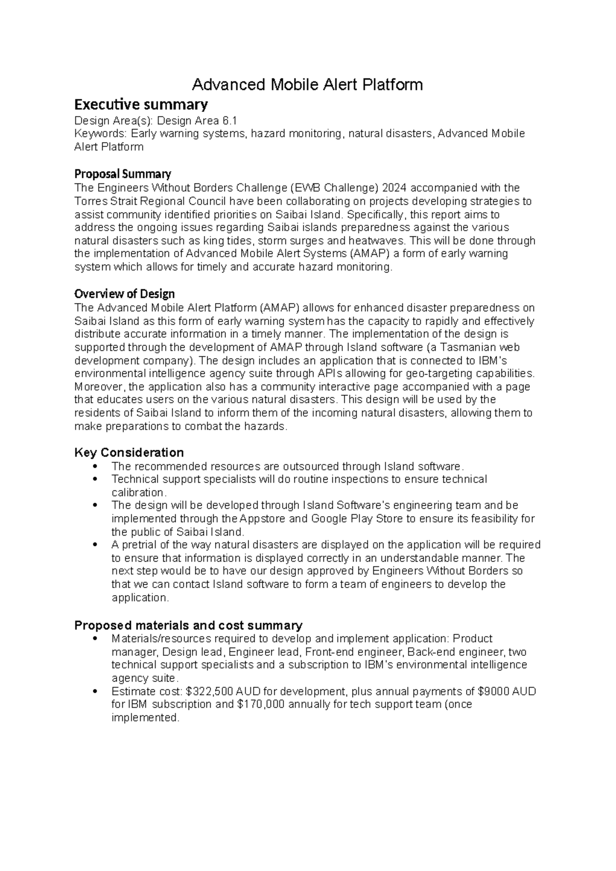 CITP Final Report - Copy - Advanced Mobile Alert Platform Executive ...
