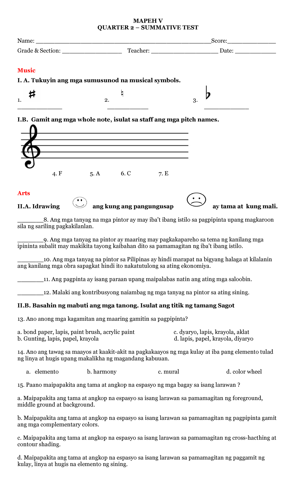 Mapeh 5 Q2 Summative TEST MAPEH V QUARTER 2 SUMMATIVE TEST Name   Thumb 1200 1976 