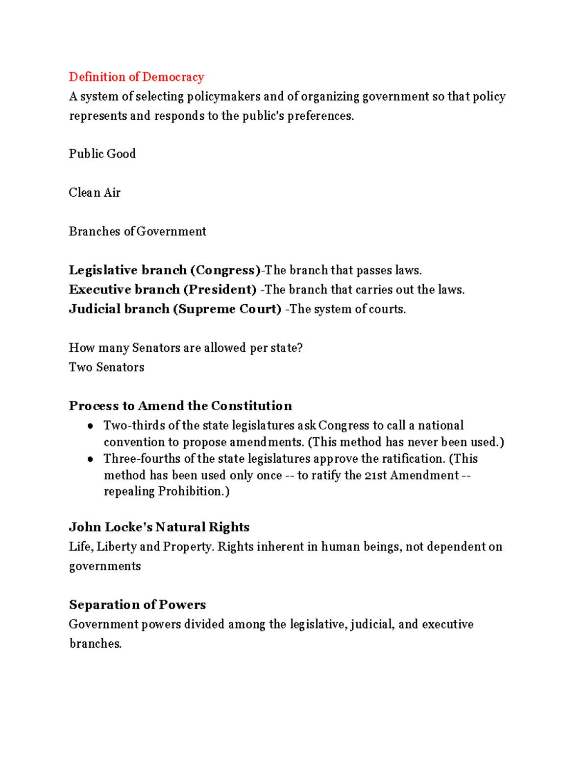 Pos 2041 Final Study Guide - Definition Of Democracy A System Of ...