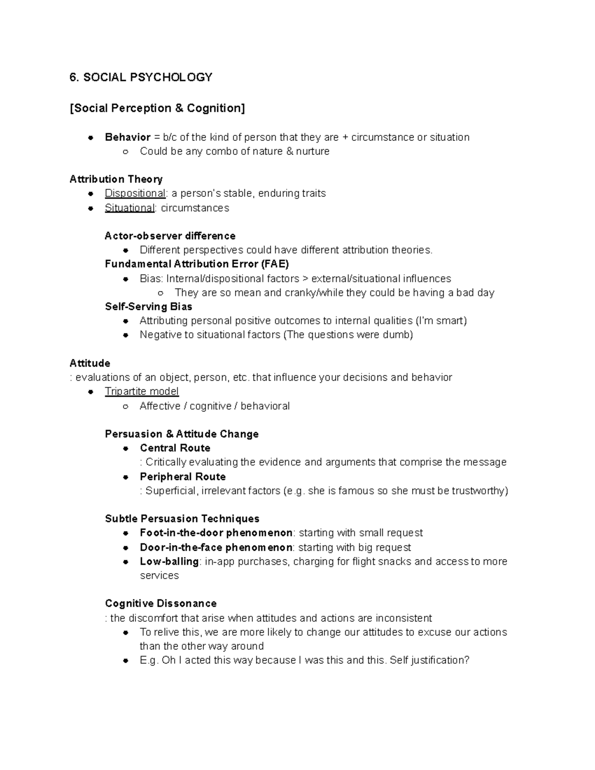 PSYC 100 Notes Exam 2 - 6. SOCIAL PSYCHOLOGY [Social Perception ...
