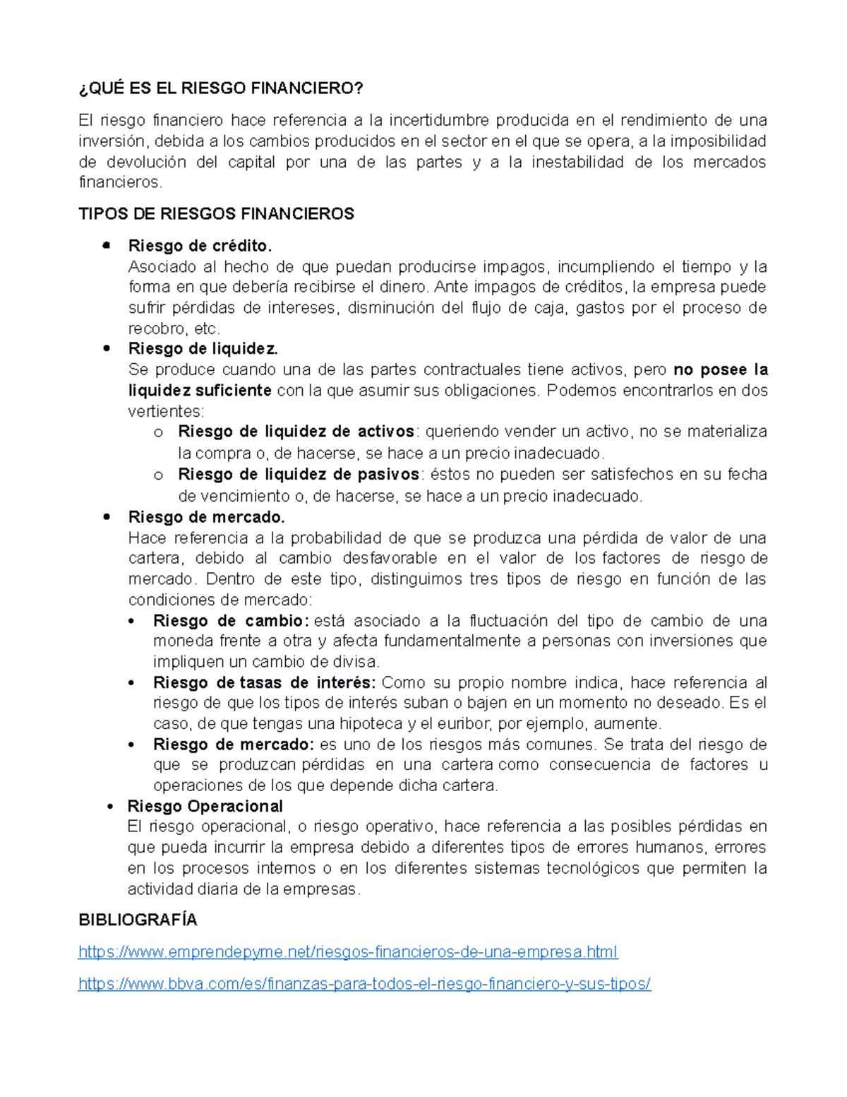Tipos de Riesgos Financieros - ¿QUÉ ES EL RIESGO FINANCIERO? El riesgo ...