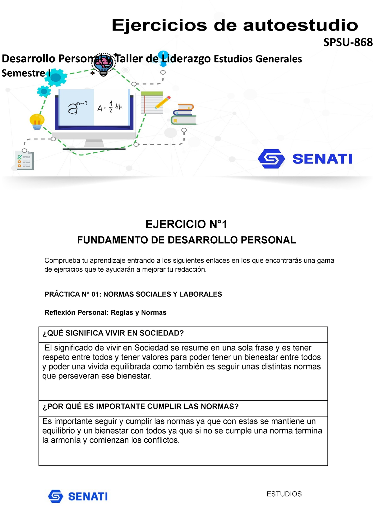 SPSU-868 Ejercicio U001 - EJERCICIO N° FUNDAMENTO DE DESARROLLO ...