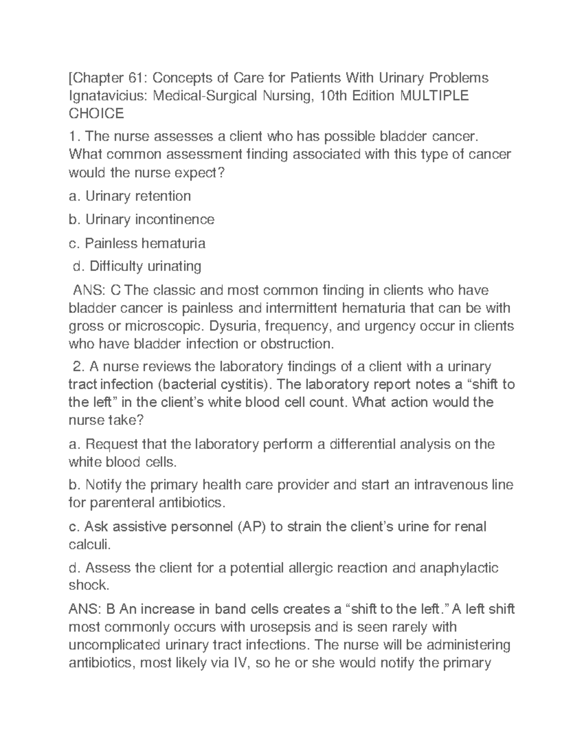 Med Surg Ch61 Study Guide - [Chapter 61: Concepts of Care for Patients ...