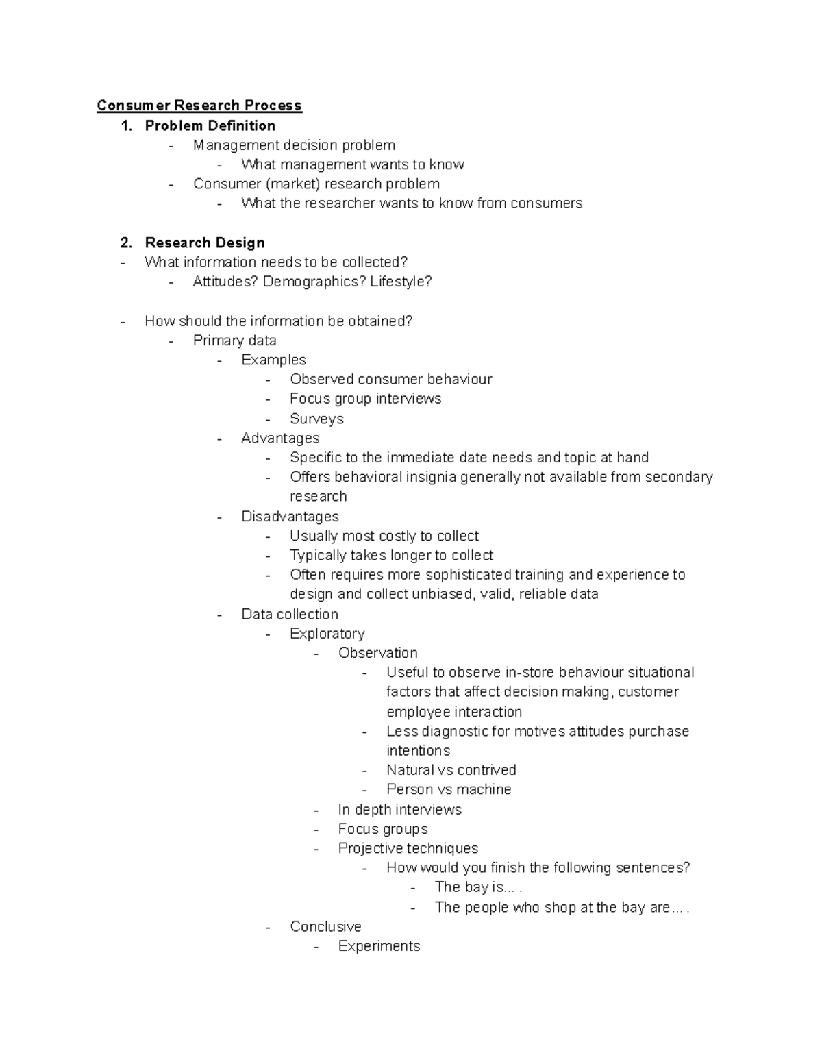 Consumer Behaviour Midterm Notes - Consumer Research Process 1. Problem ...