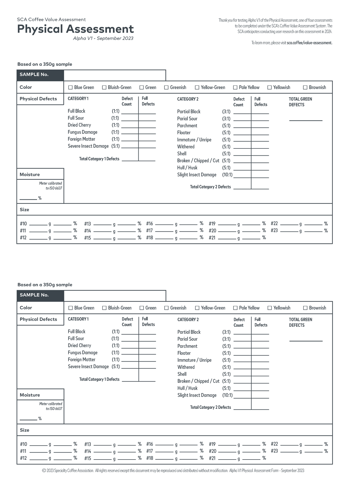 SCA+Coffee+Value+Assessment+Alpha+Forms+-+V1 - SCA Coffee Value ...