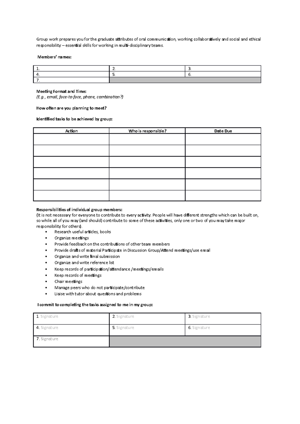 Assessment 1 group action plan - Group work prepares you for the ...