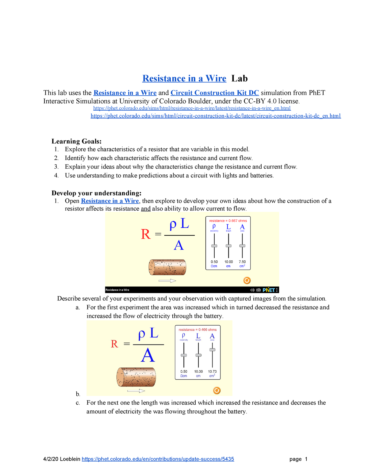 resistance in a wire experiment conclusion