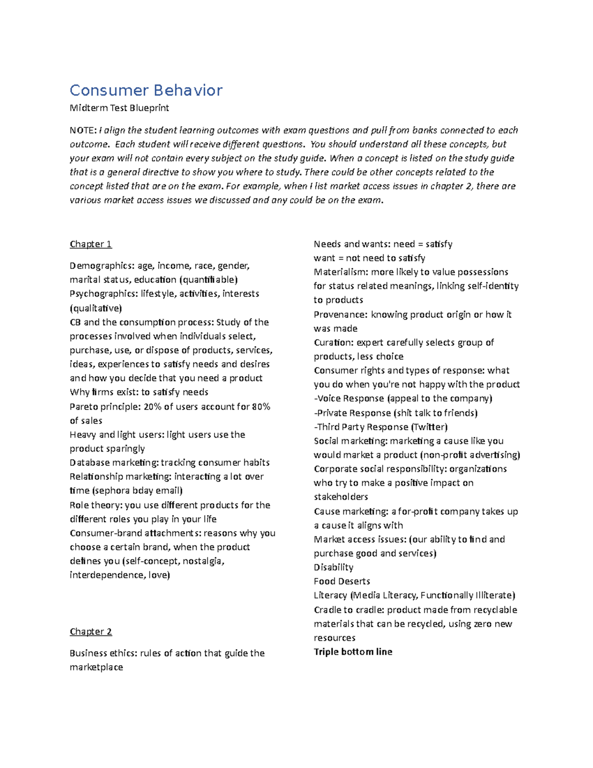 Midterm+Study+Guide - study guide - Consumer Behavior Midterm Test ...