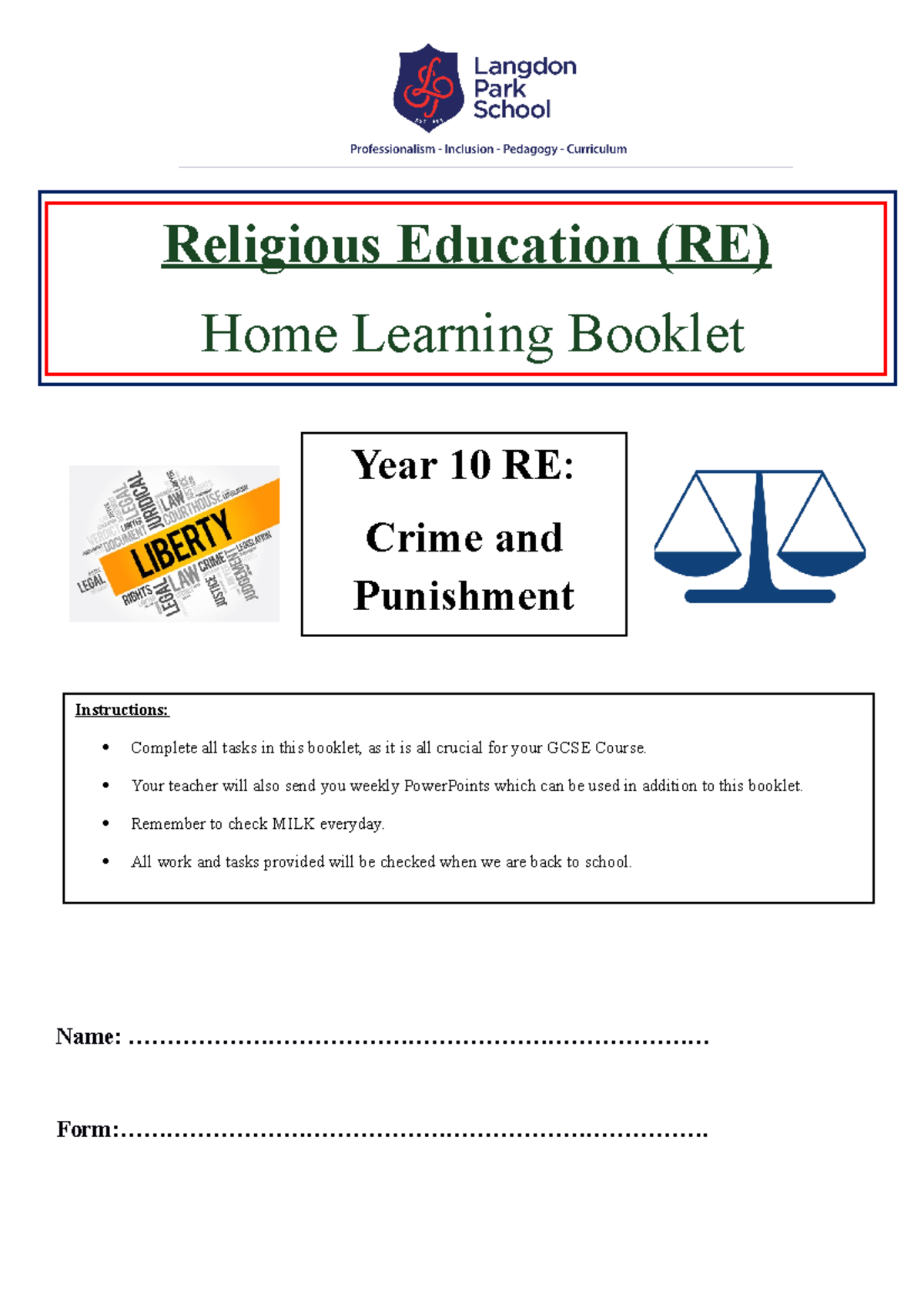 Yr10 RE Home Learning Pack 1 - Name: - Studocu