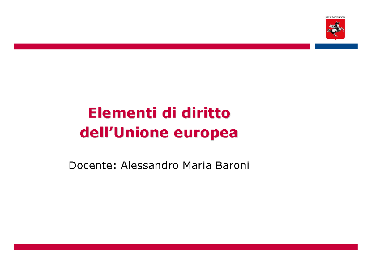 Il diritto dell'Unione Europea dispensa - Elementi di dirittoElementi
