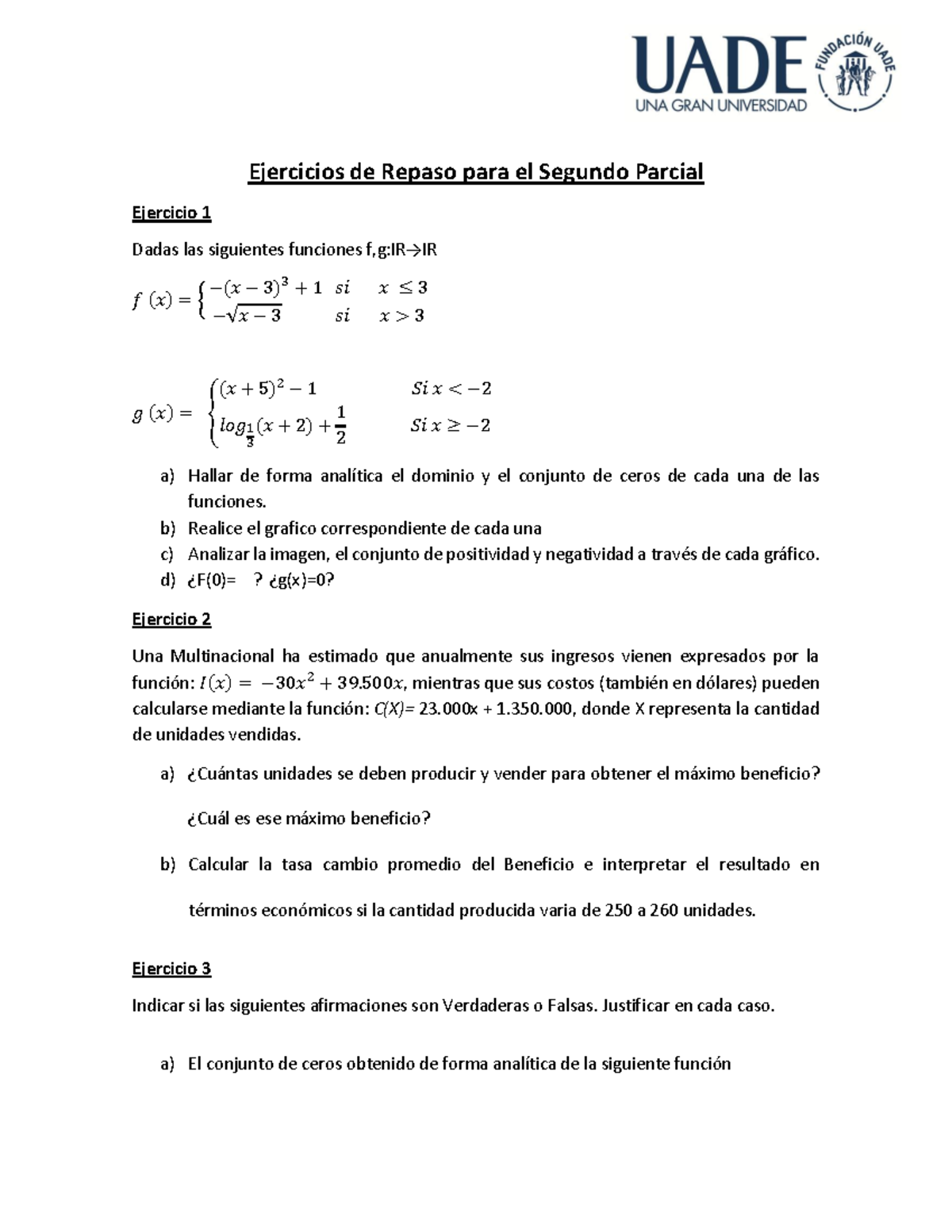 Simulacro Segundo Parcial - Ejercicios de Repaso para el Segundo ...