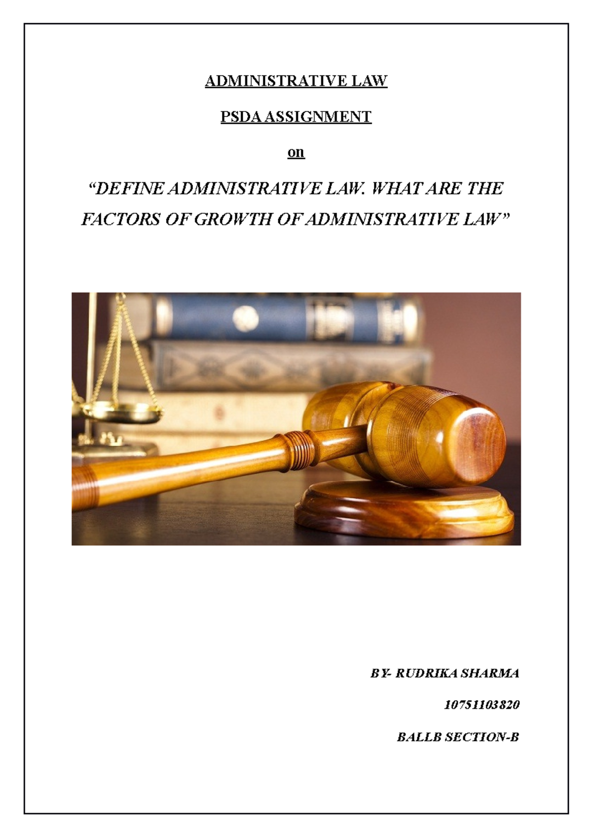 Admin LAW PSDA - ADMINISTRATIVE LAW PSDA ASSIGNMENT on “DEFINE ...