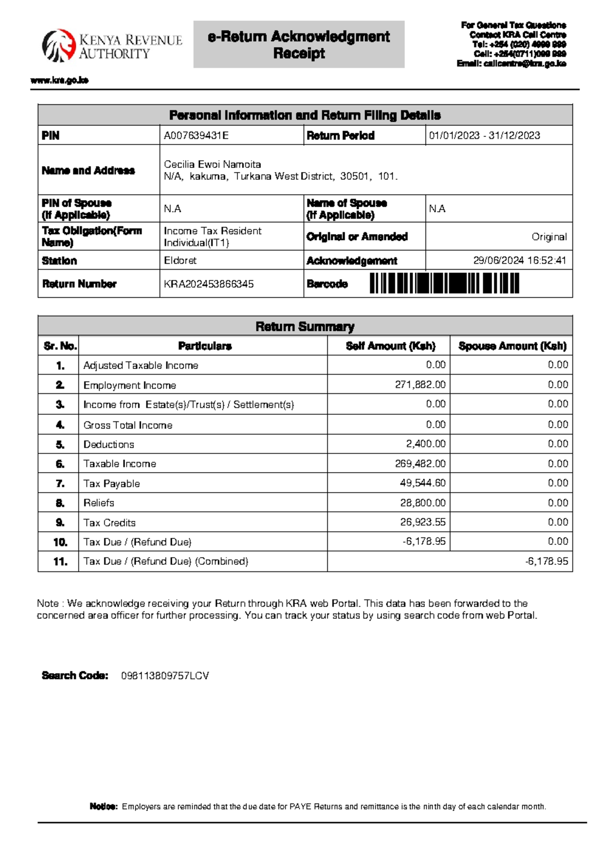 Receipt (75) - nice article - For General Tax Questions Contact KRA ...