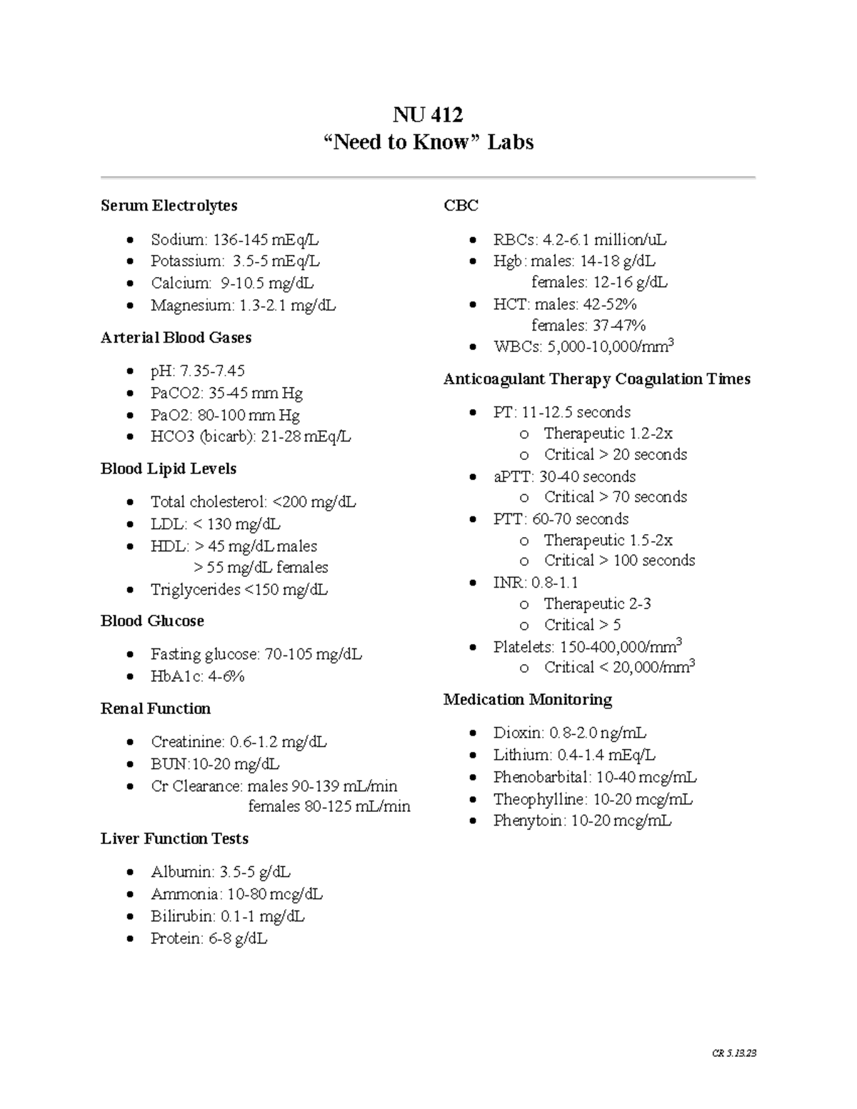 Need+to+Know+Labs Practical guide CR 5. NU 412 “Need to Know” Labs