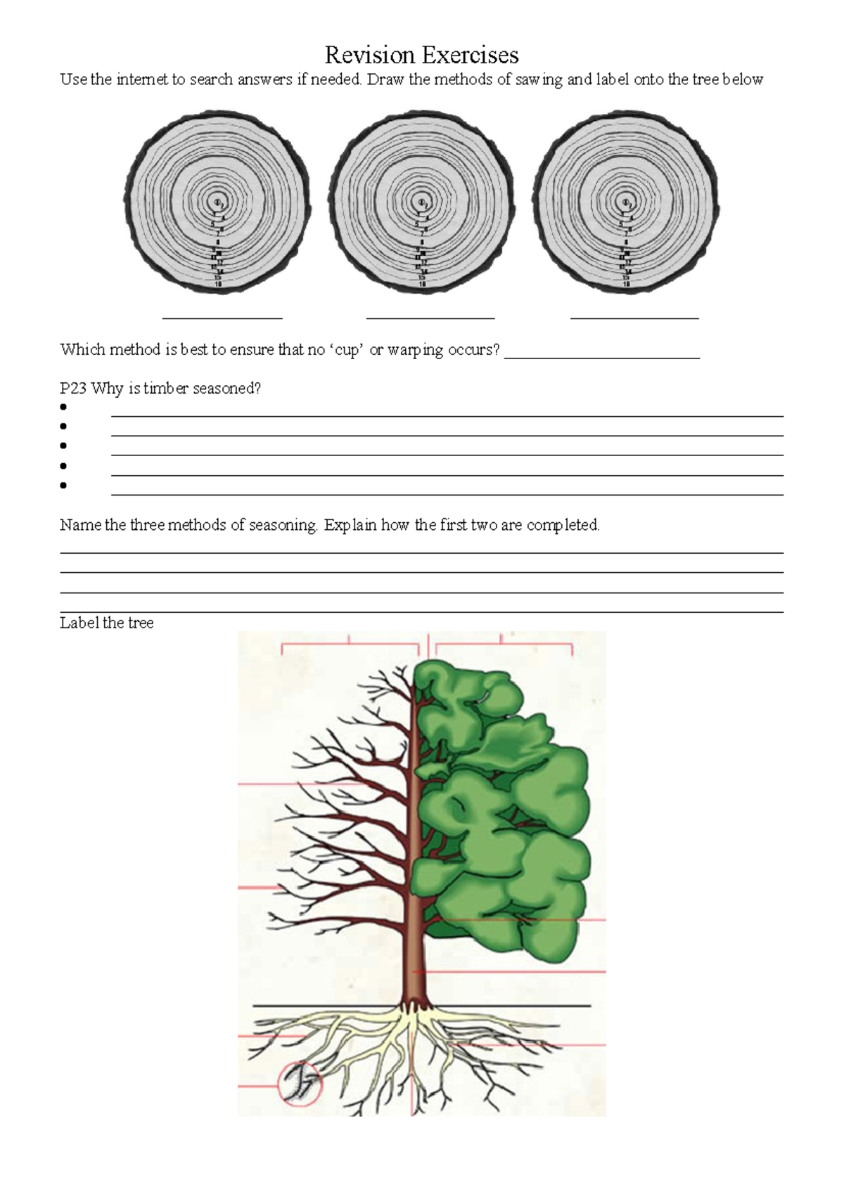 Timber revision - Revision Exercises Use the internet to search answers ...