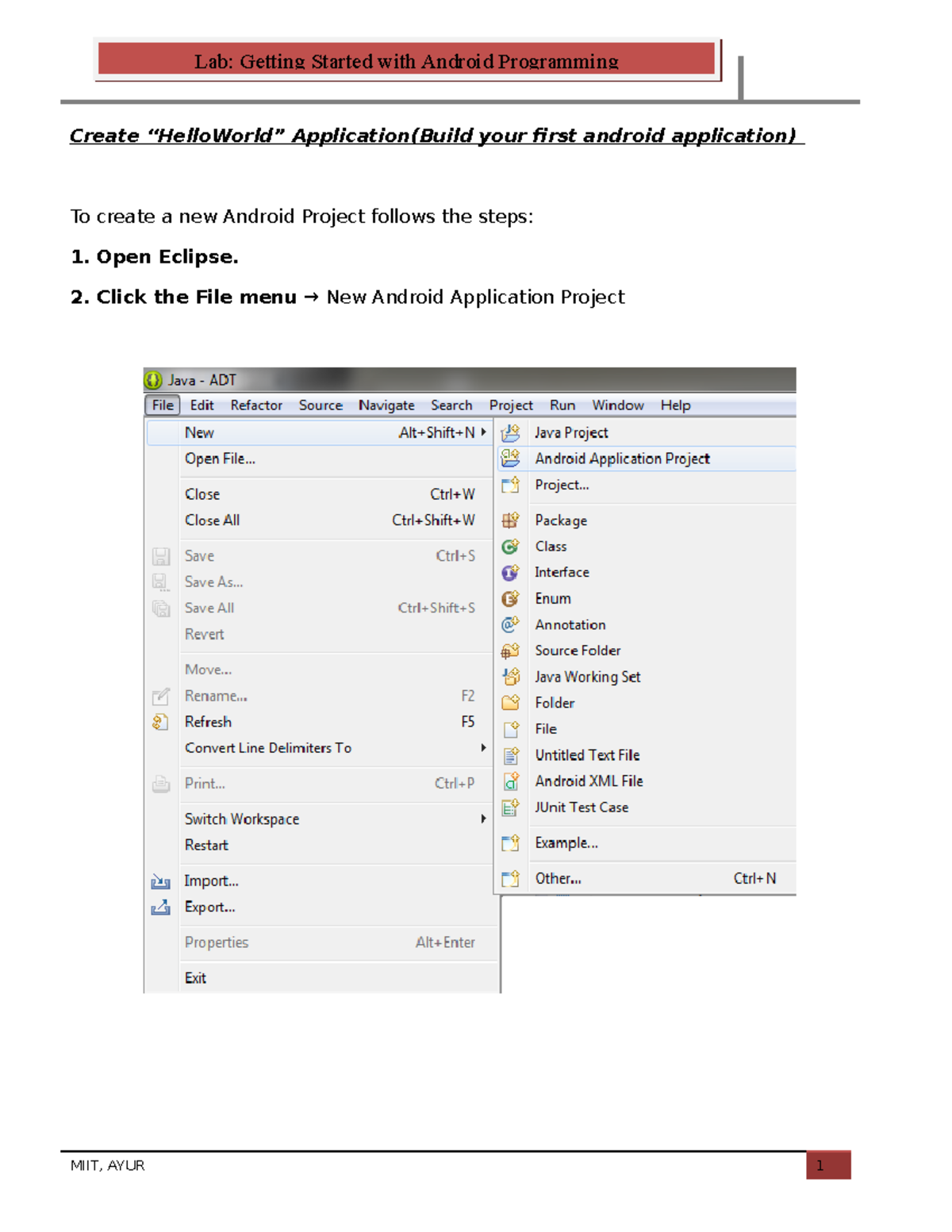 Mobile Development Application - Create “HelloWorld” Application(Build ...