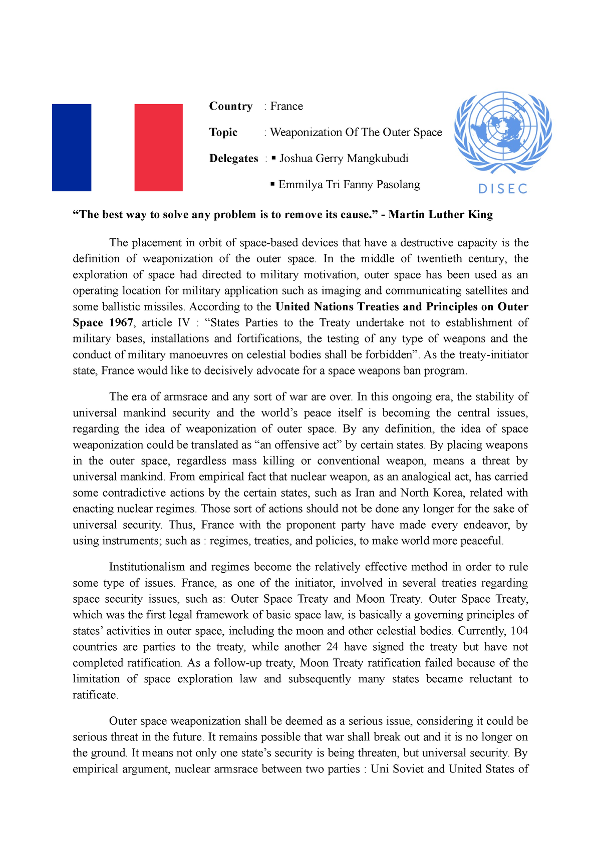 France Disec A Position Paper About The French Political Stance On   Thumb 1200 1698 